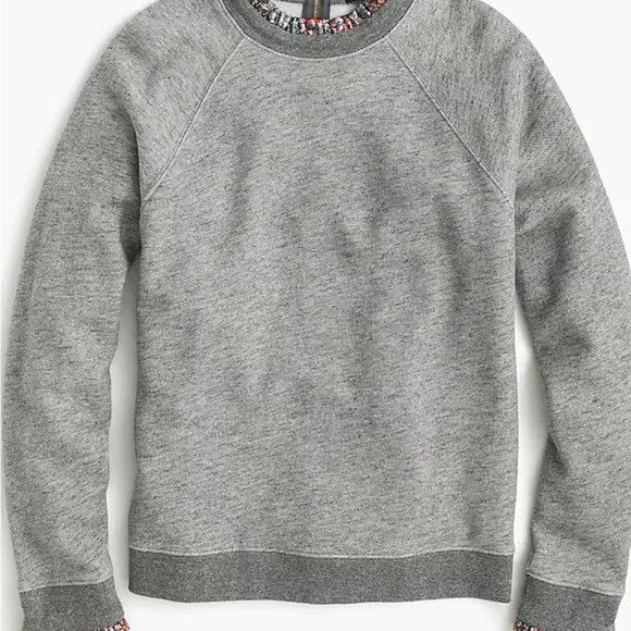 J. Crew Gray Crewneck Sweater with Ribbed Details - Picture 2 of 7